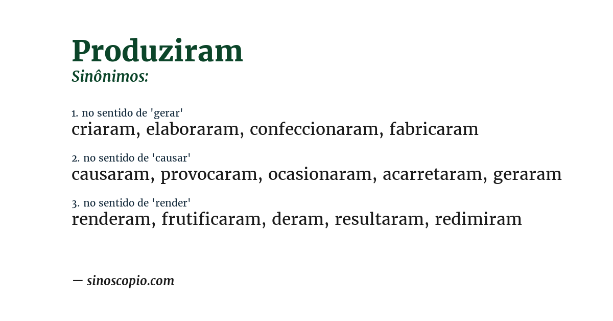 Sinônimo de produziram