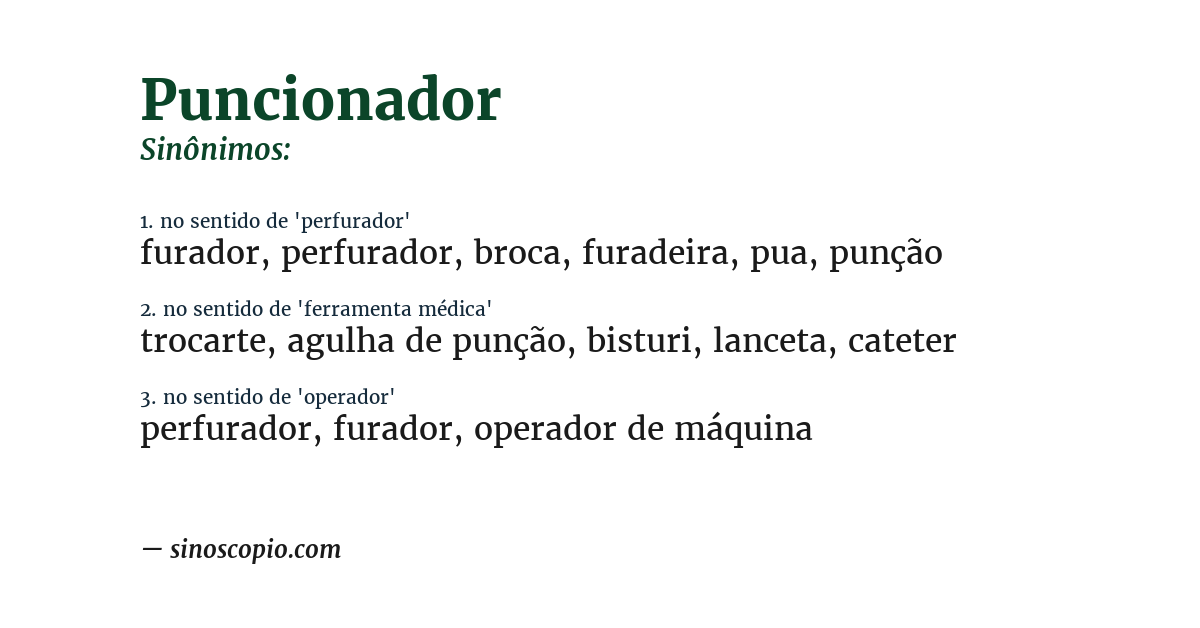 Sinônimo de puncionador