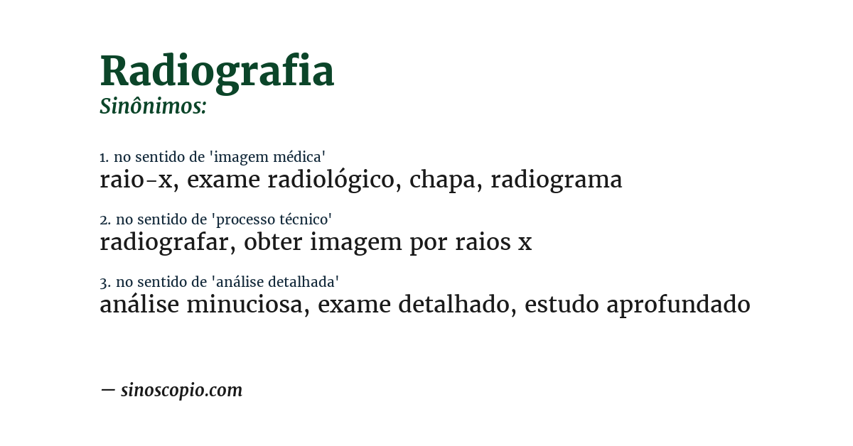 Sinônimo de radiografia