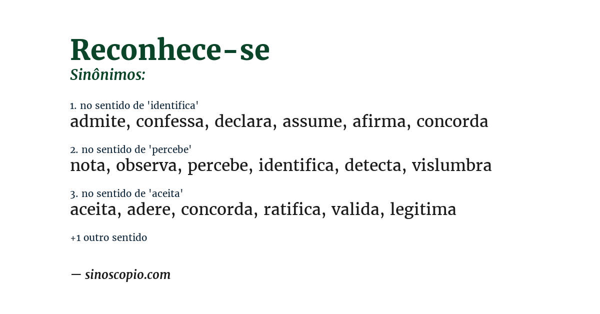 Sinônimo de reconhece-se