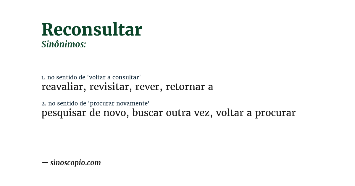 Sinônimo de reconsultar