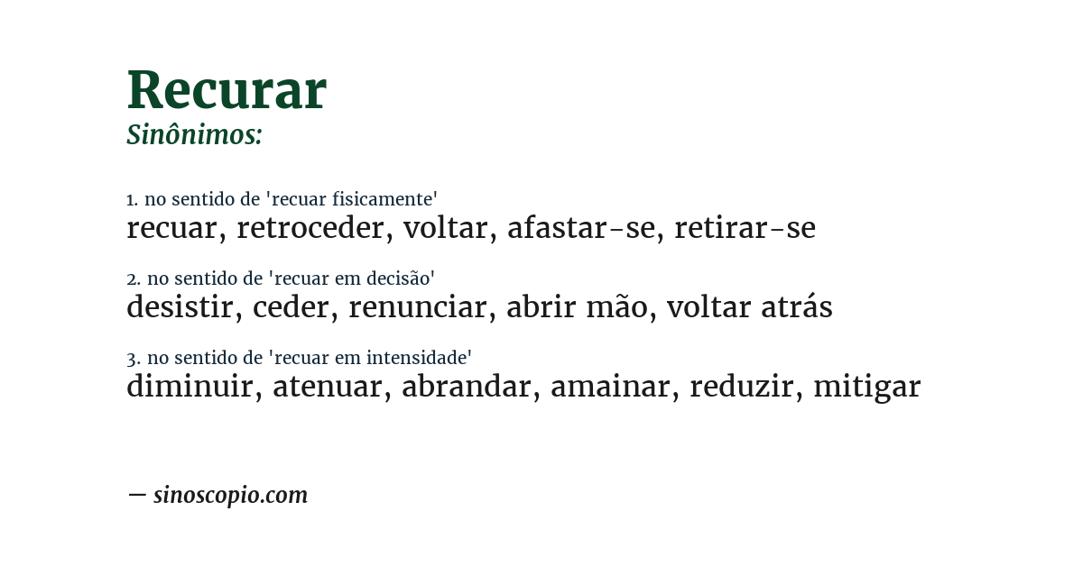 Sinônimo de recurar