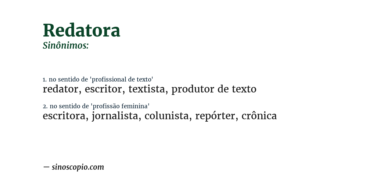 Sinônimo de redatora