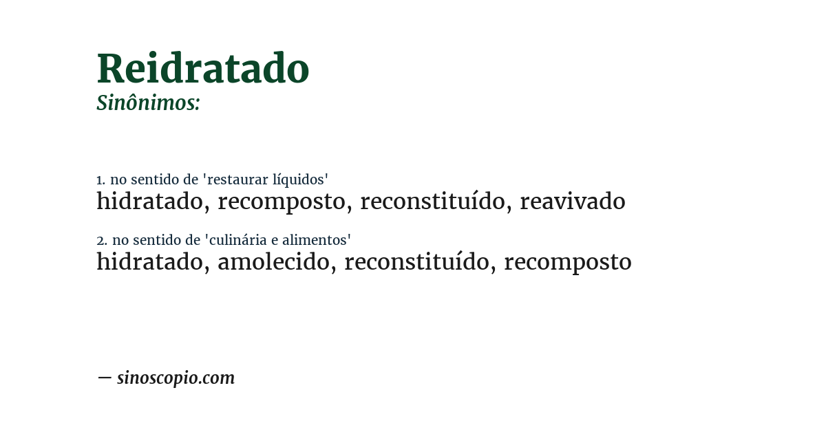 Sinônimo de reidratado