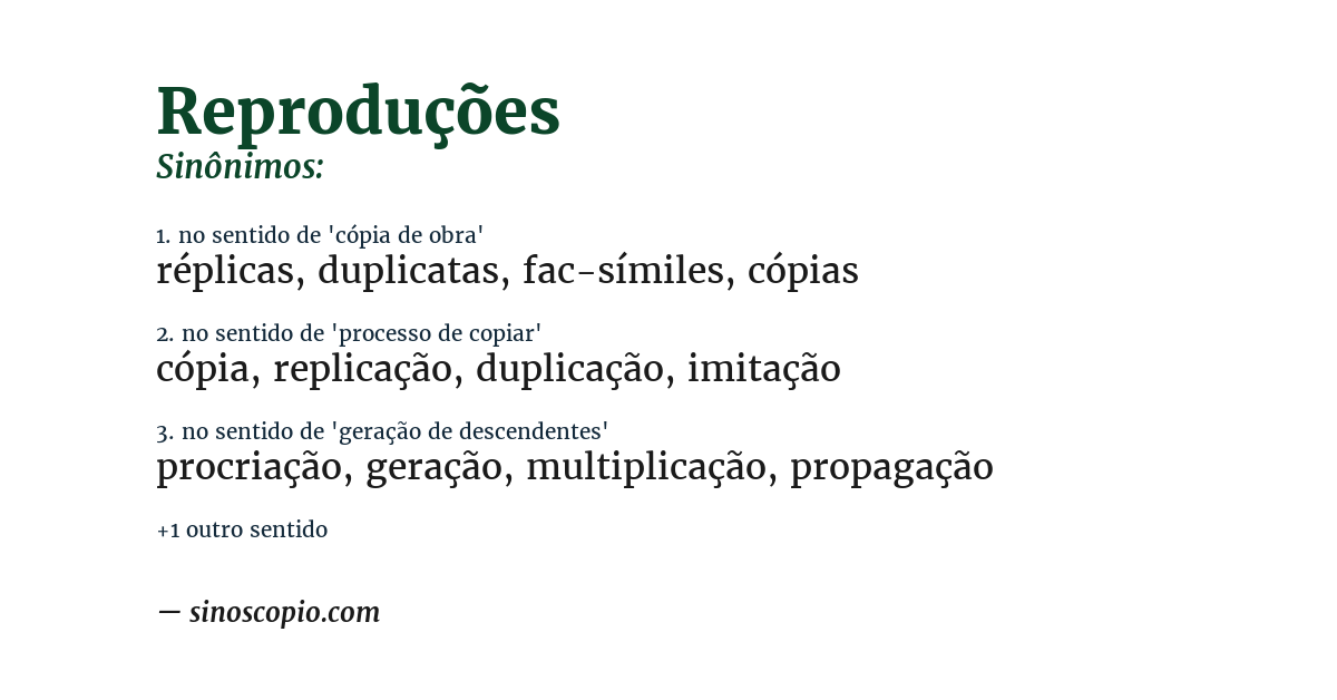 Sinônimo de reproduções