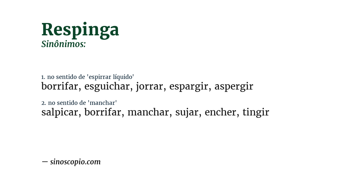 Sinônimo de respinga