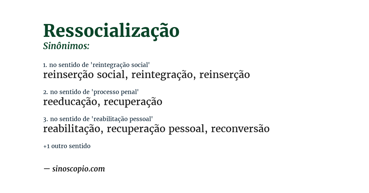 Sinônimo de ressocialização