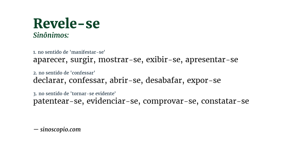 Sinônimo de revele-se