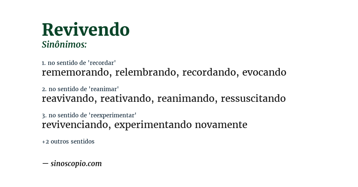 Sinônimo de revivendo