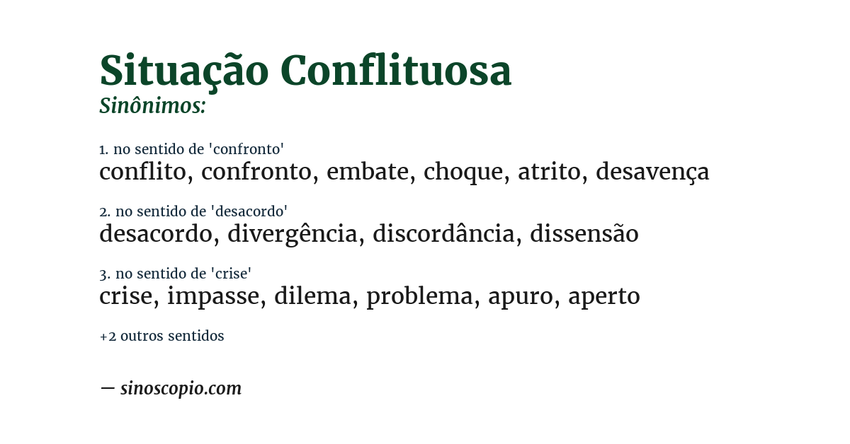 Sinônimo de situação conflituosa