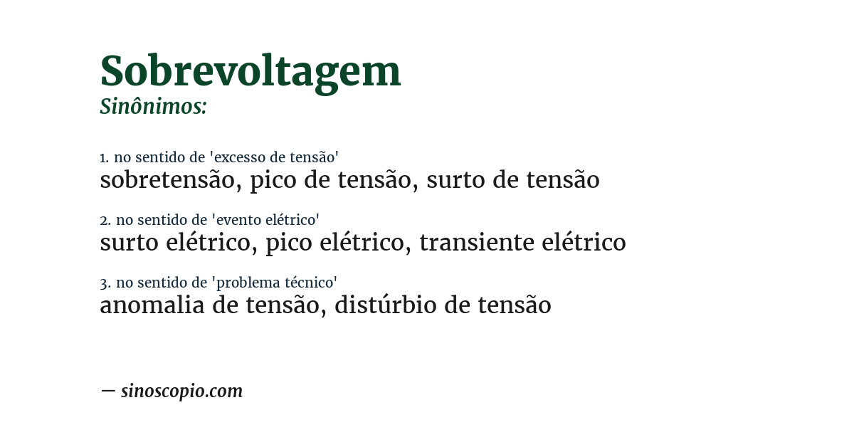 Sinônimo de sobrevoltagem