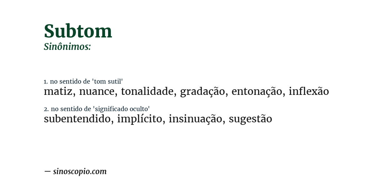 Sinônimo de subtom