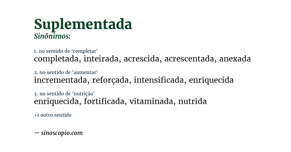 Sinônimo de suplementada