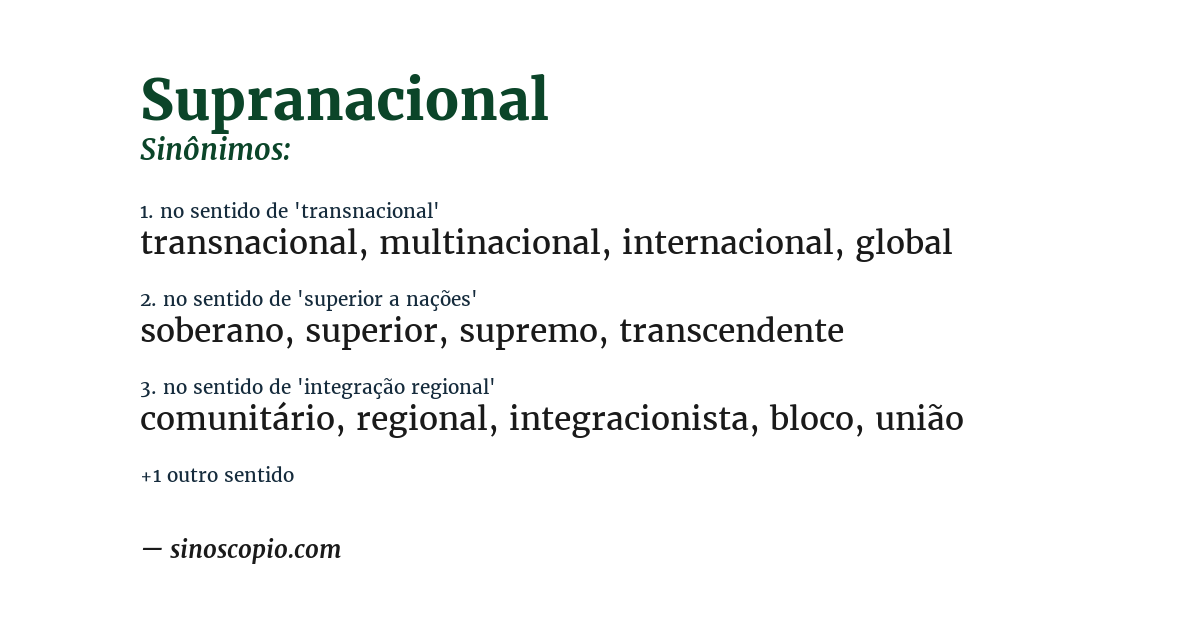 Sinônimo de supranacional