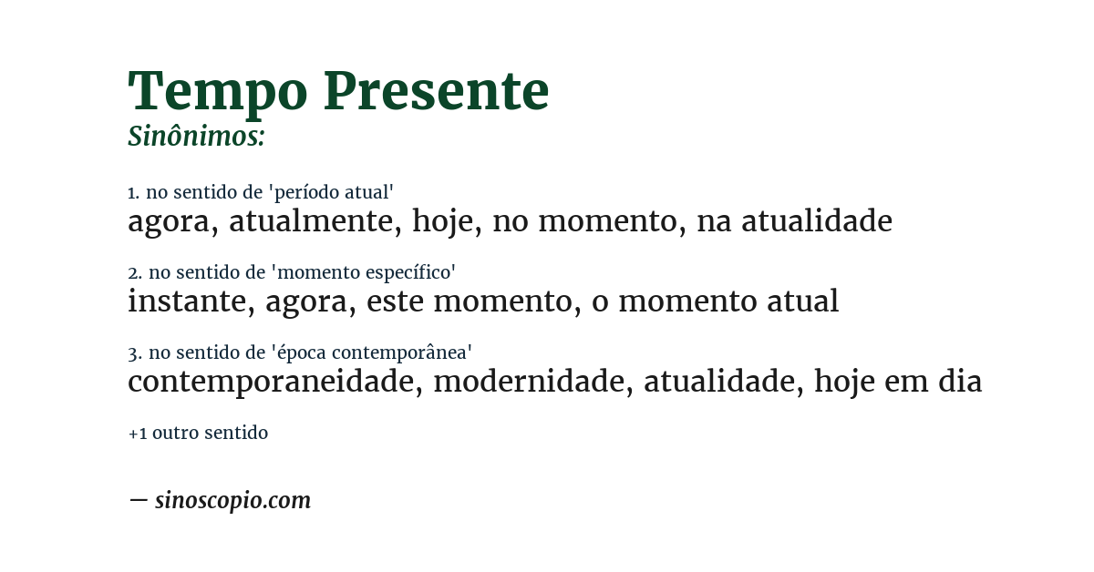 Sinônimo de tempo presente