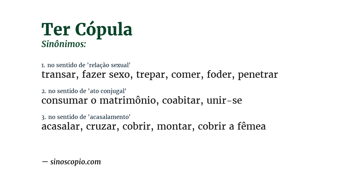 Sinônimo de ter cópula
