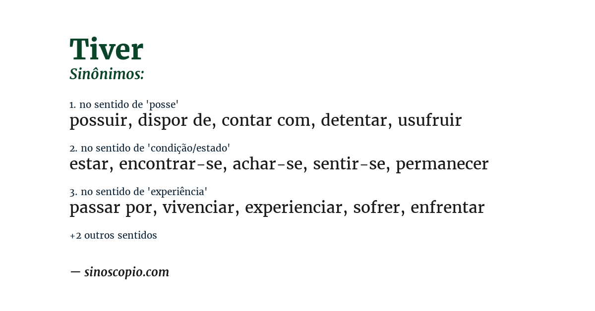 Sinônimo de tiver