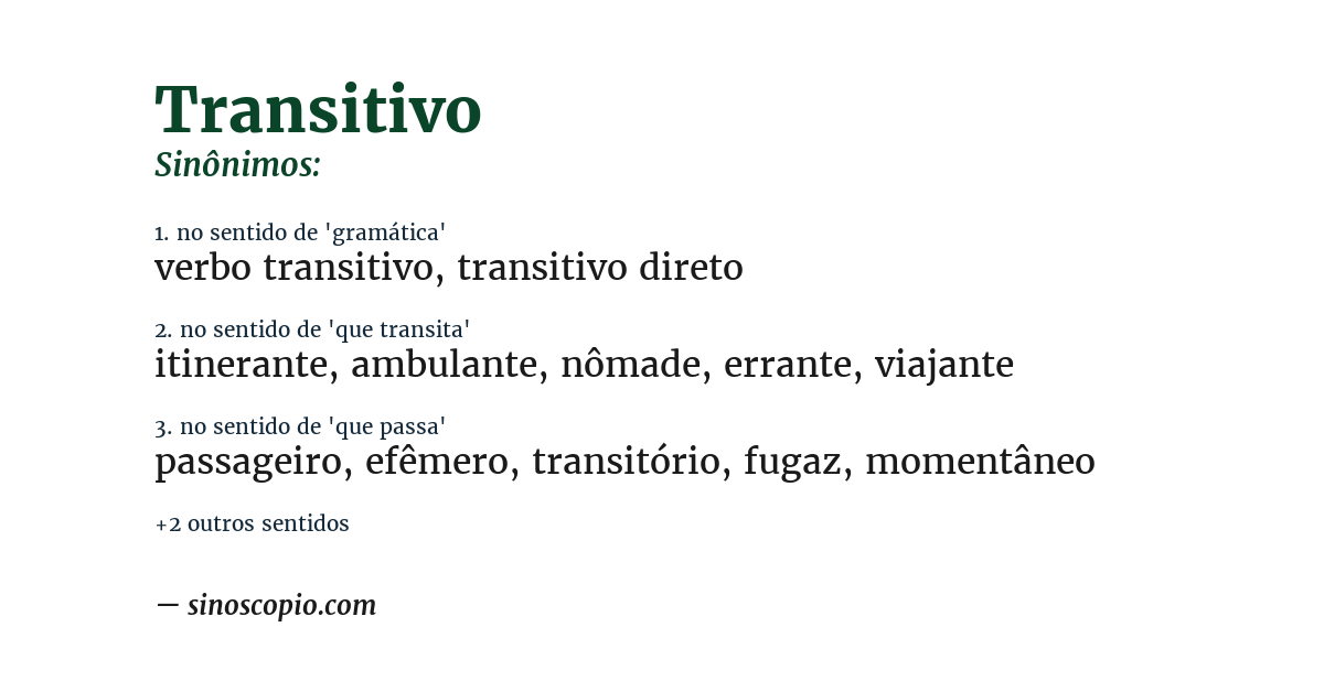 Sinônimo de transitivo