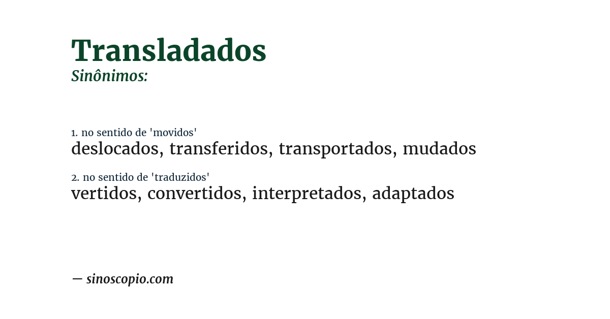 Sinônimo de transladados