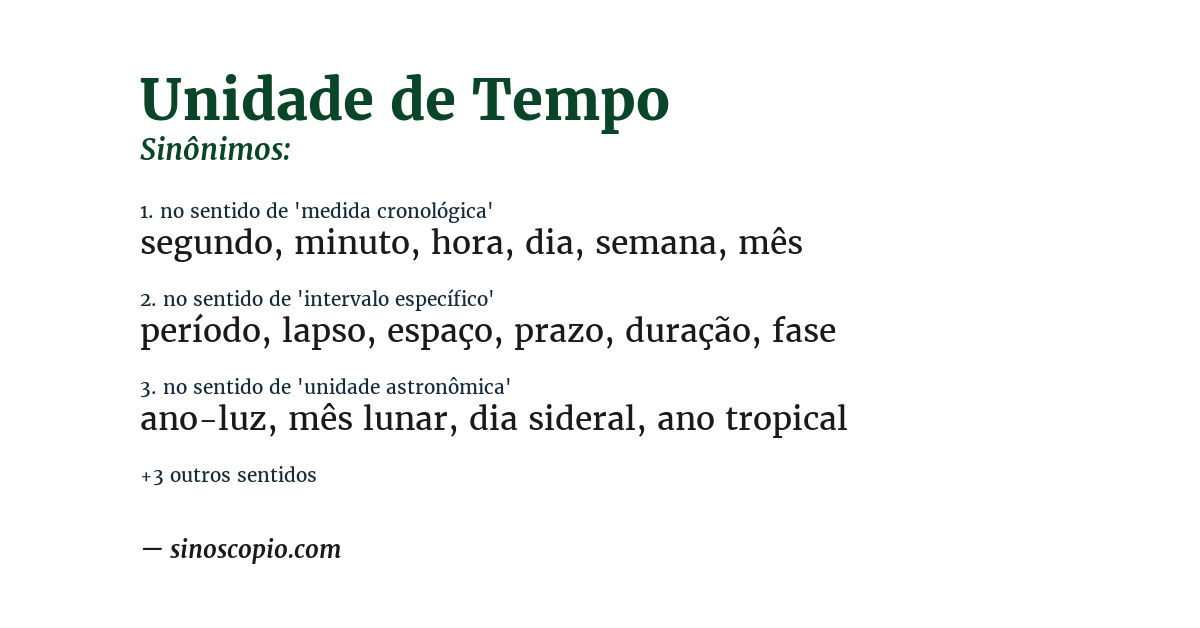 Sinônimo de unidade de tempo