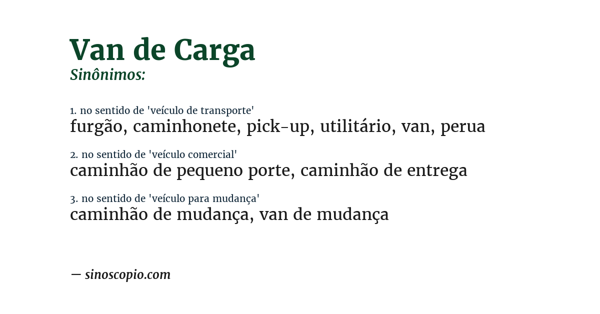 Sinônimo de van de carga