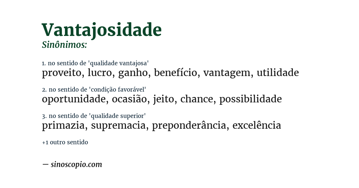 Sinônimo de vantajosidade