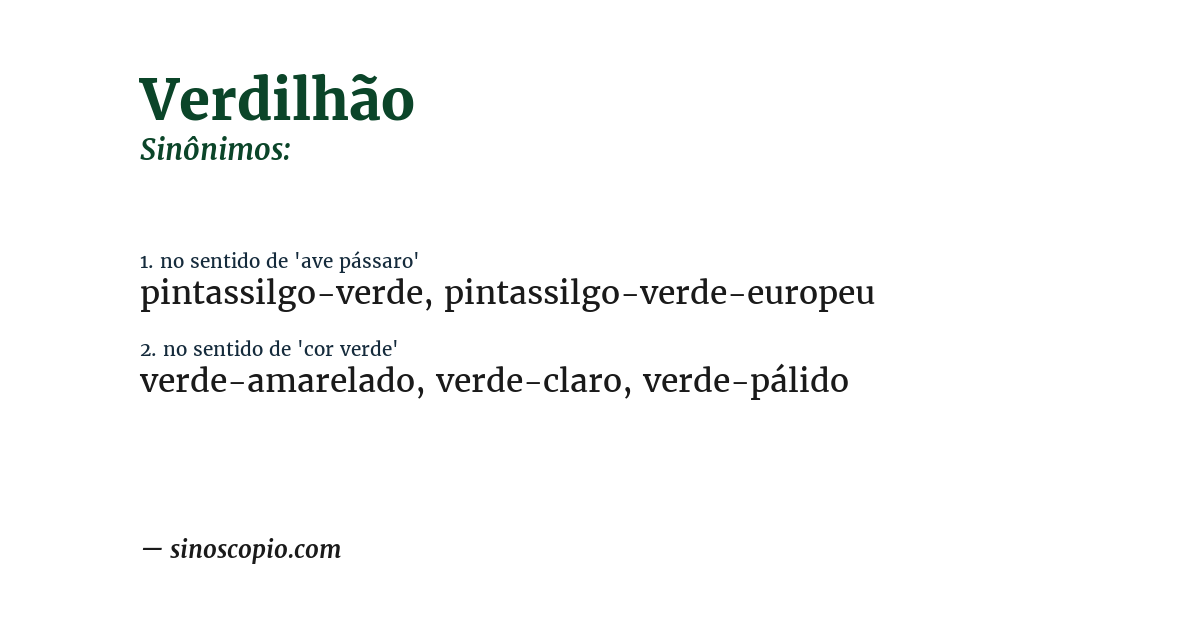 Sinônimo de verdilhão