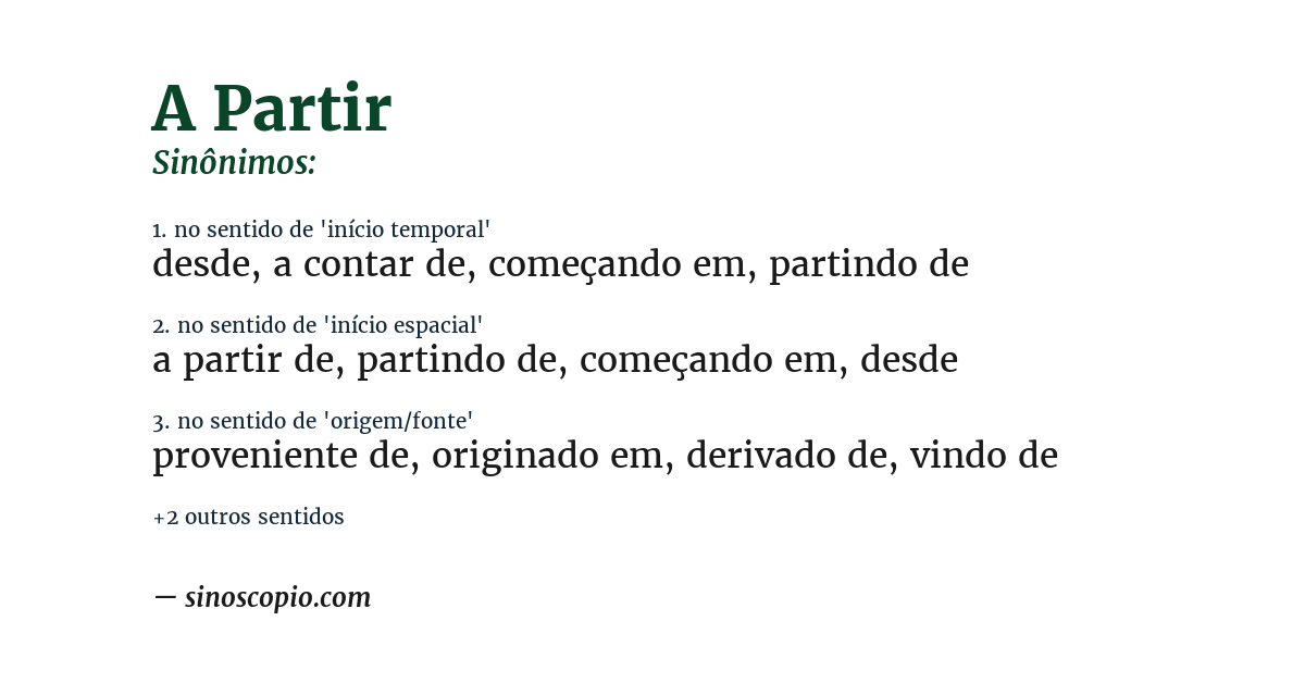 Sinônimo de a partir