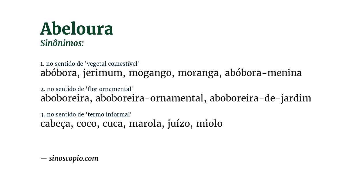 Sinônimo de abeloura
