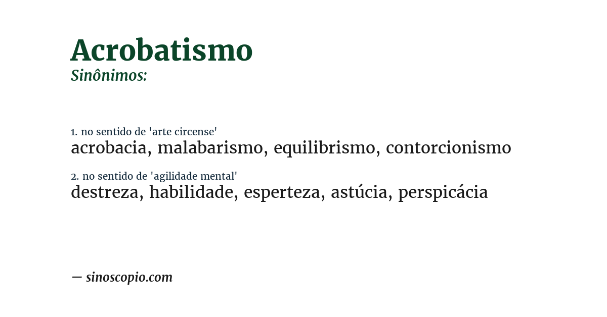 Sinônimo de acrobatismo