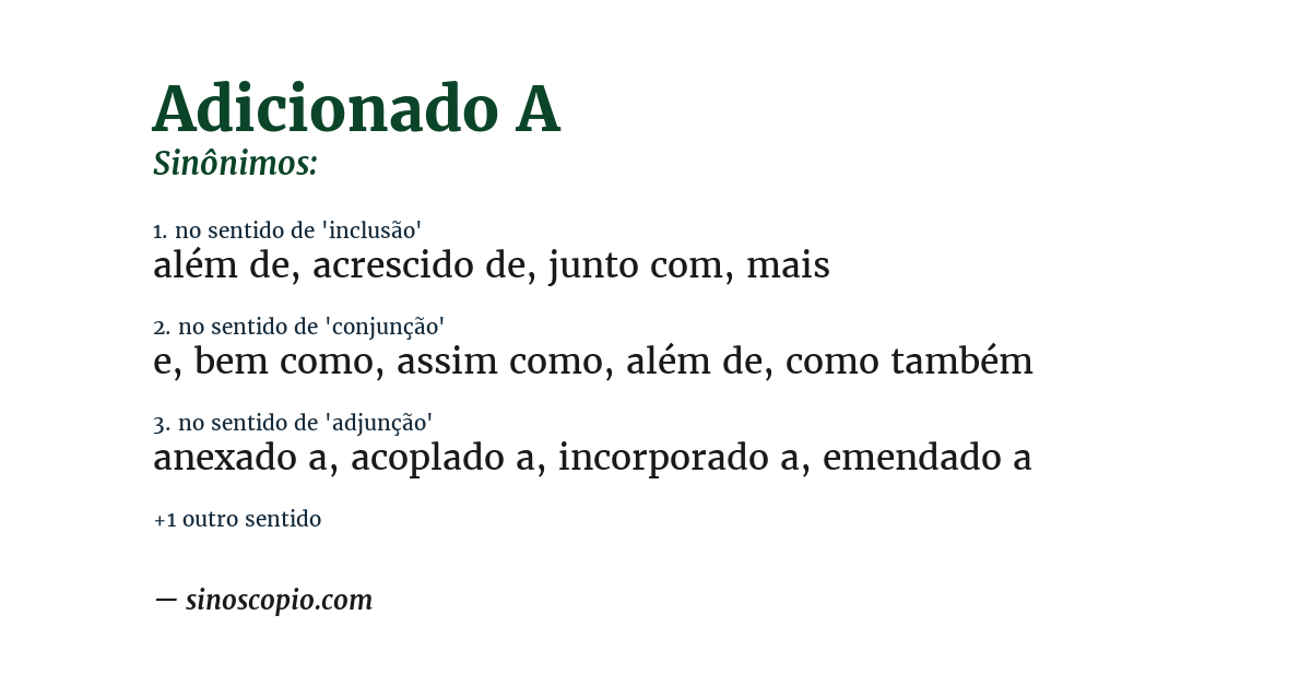 Sinônimo de adicionado a