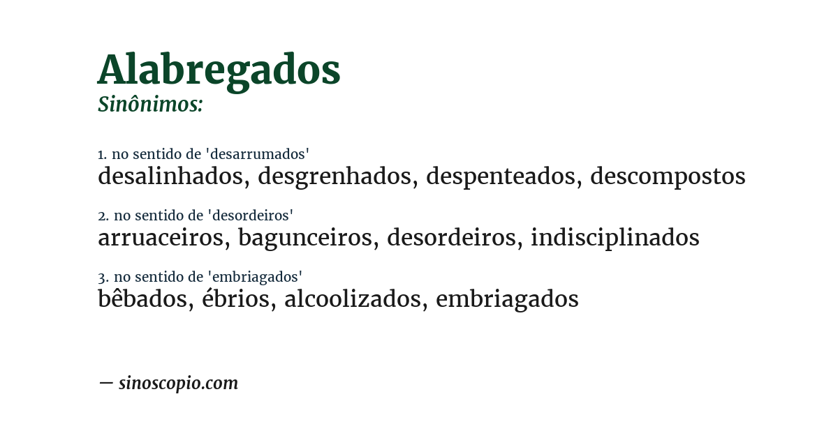 Sinônimo de alabregados