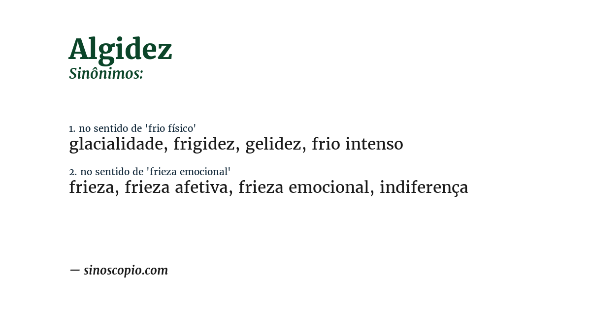 Sinônimo de algidez