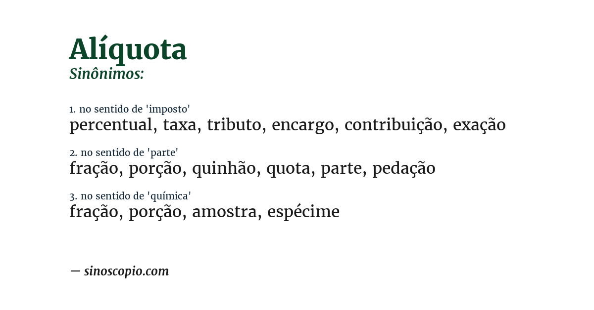 Sinônimo de alíquota