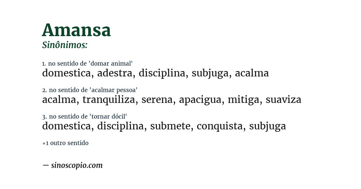 Sinônimo de amansa