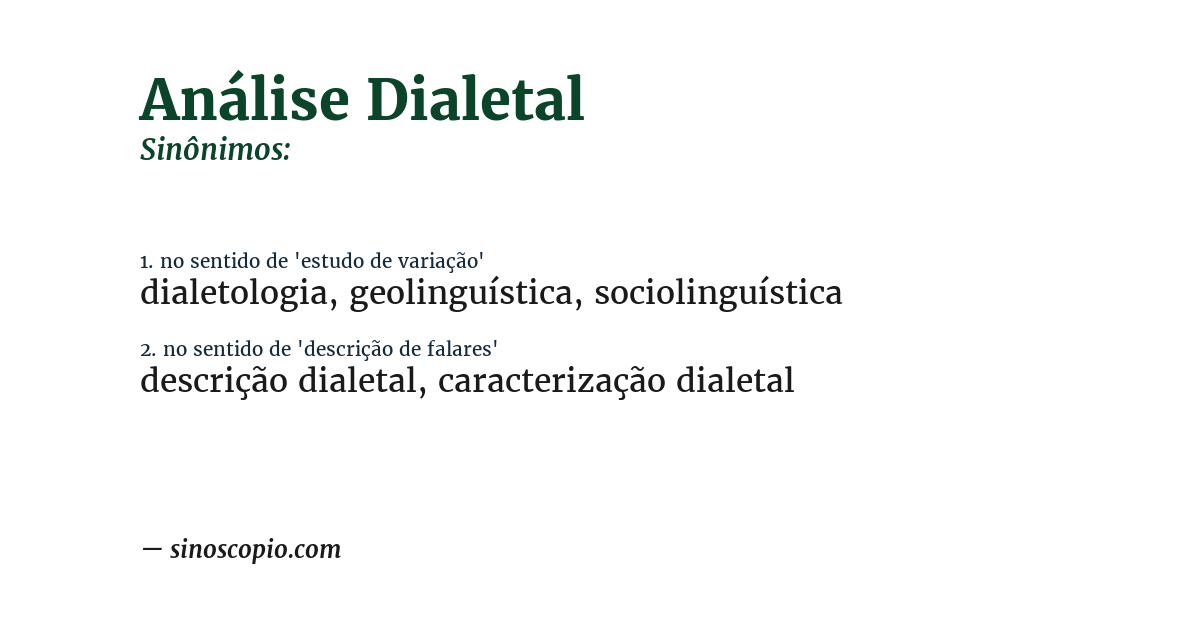 Sinônimo de análise dialetal