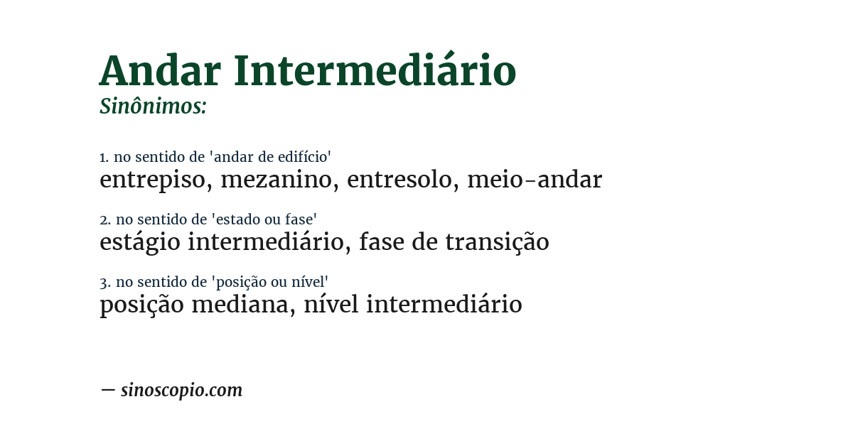 Sinônimo de andar intermediário