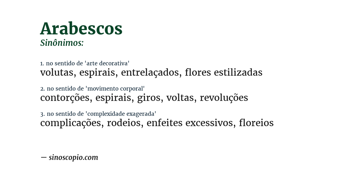 Sinônimo de arabescos