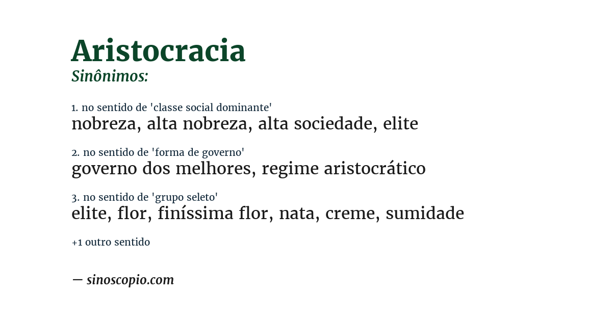 Sinônimo de aristocracia