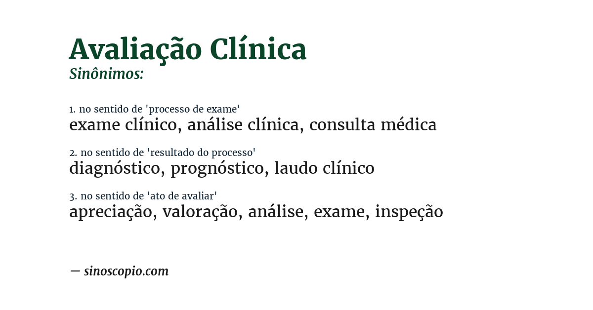 Sinônimo de avaliação clínica
