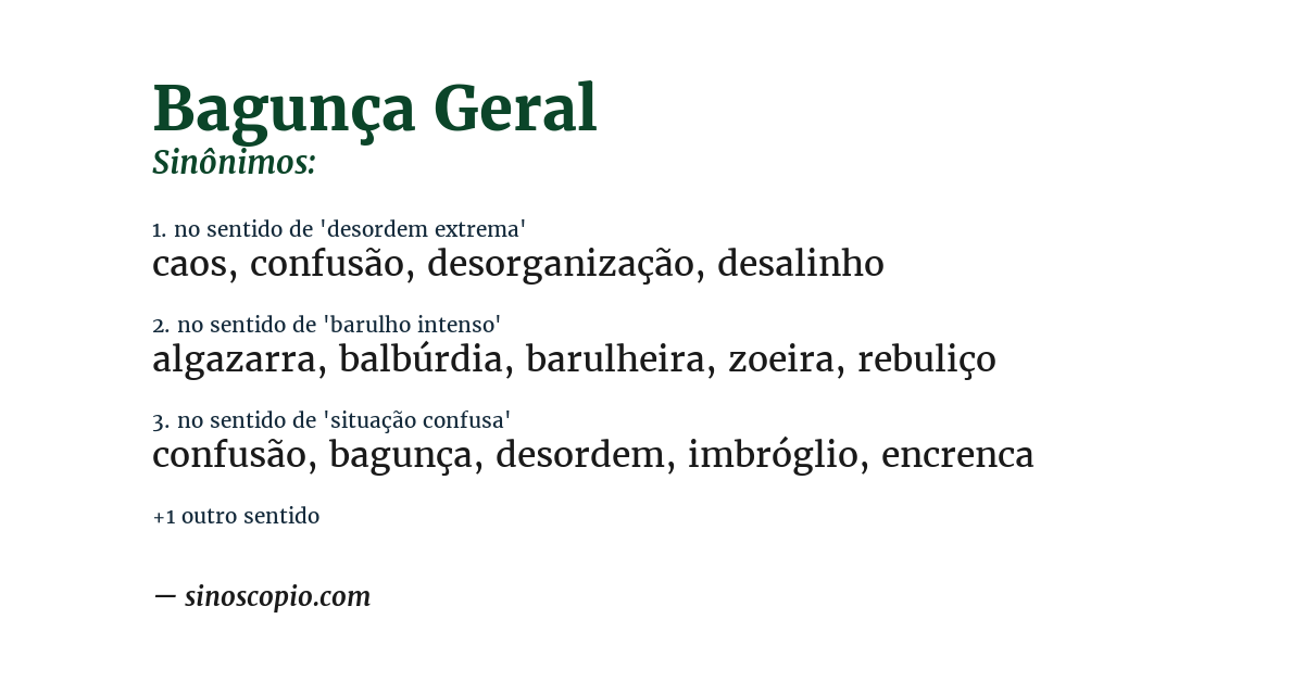 Sinônimo de bagunça geral