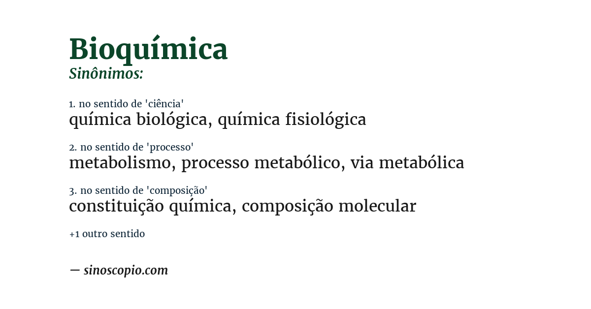 Sinônimo de bioquímica