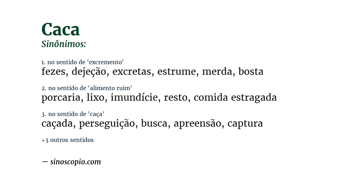 Sinônimo de caca