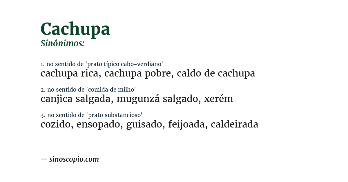 Sinônimo de cachupa