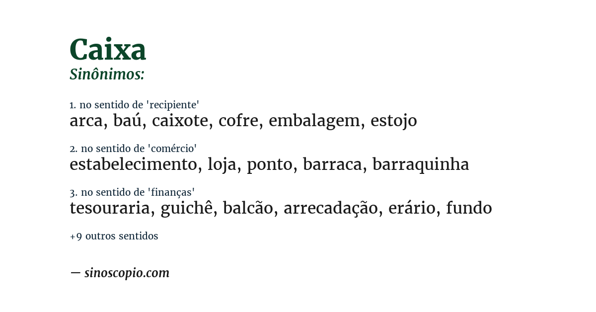 Sinônimo de caixa