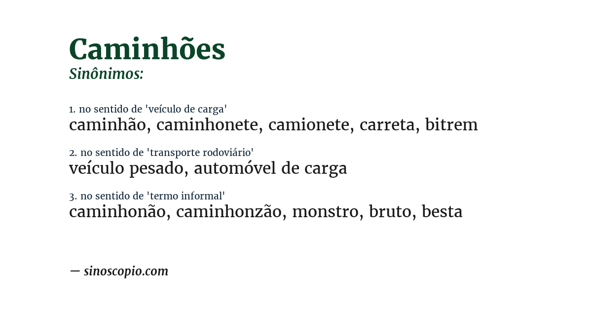 Sinônimo de caminhões