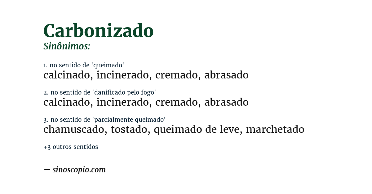Sinônimo de carbonizado