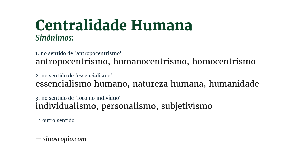 Sinônimo de centralidade humana