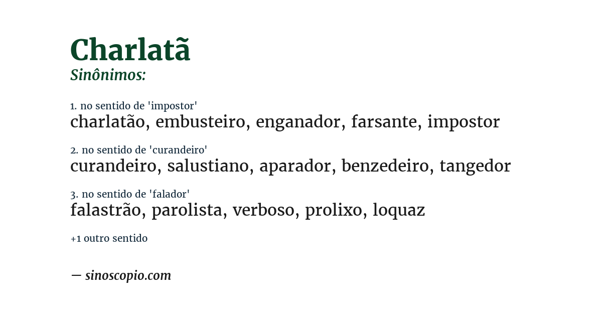 Sinônimo de charlatã