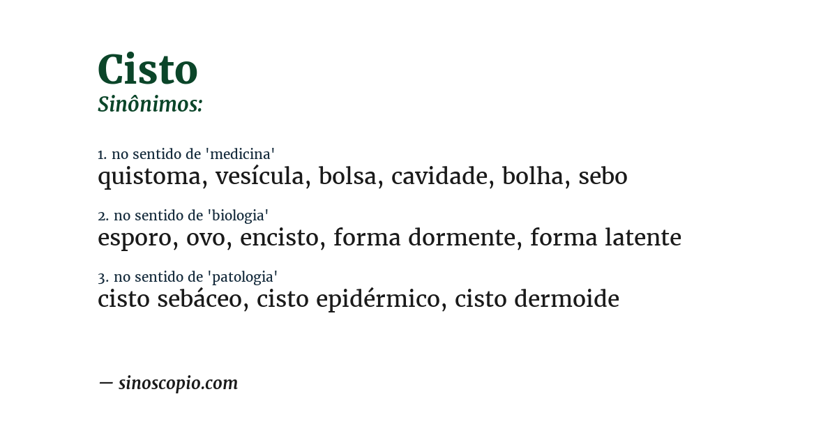 Sinônimo de cisto